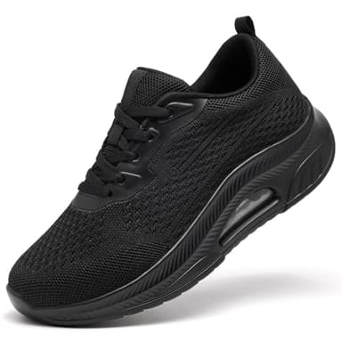 Trainers for Women Black Running Shoes Ladies Arch Support Memory Foam Plantar Fasciitis Orthopedic Shoes Air Cushion Comfort Breathable Non Slip Gym Sneakers All Black UK 6