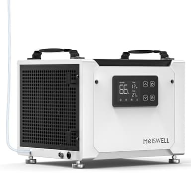 Moiswell 35L Commercial Dehumidifier with Pump, Efficient Moisture Removal for Home Damp, Basement, Laundry & Crawl Space – Continuous Drain Hose, Large Display, Low Noise Operation