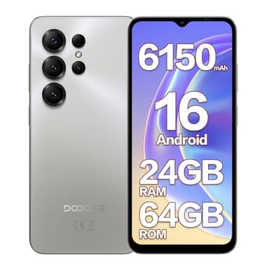 DOOGEE Note 56X Mobile Phones, Newest Android 16 Smartphone, 6150mAh, 6.56" HD+ 90Hz Display, 24GB+64GB/2TB Android Phone, 4G Dual SIM Free Mobile Phone, Face Unlock/3.5mm Headphone Jack/5G WiFi/OTG