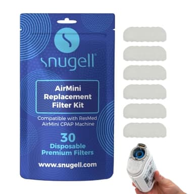 Snugell AirMini CPAP Filters – 30 Pack – Compatible with ResMed AirMini Travel CPAP Machine –Designed for Travel and Home Use – Provides Superior Filtration, Easy Installation & Improved Air Quality