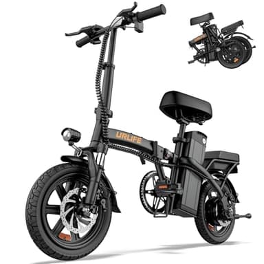 URLIFE 14" Electric Bike, Portable E-bike with 48V 7.5AH Removable Battery 250W Powerful Motor, 60 KM Max Range, Folding Ebike LCD Display, Electric Commuter Bicycle for Adults and Teens(Black)