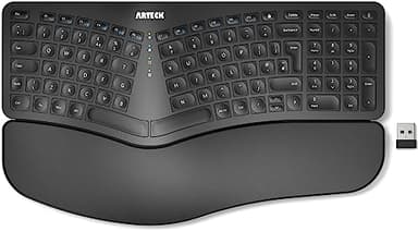 Arteck Split Ergonomic Keyboard with Cushioned Wrist and Palm Rest, 2.4G USB Wireless Comfortable Natural Ergonomic Split Keyboard, for Windows Computer Desktop Laptop