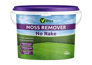 Vitax Moss Remover, No Rake, Dual Purpose Lawn Feed And Moss Removal, Natural Moss Eating Bacteria, Greener Lawns, Feeds Lawn For Up To 3 Months- 100 M.Sq