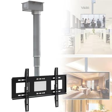Motorized Ceiling TV Mount, Automatic Lift System for Hidden Drop Down Installation, Compatible with Low Profile Televisions