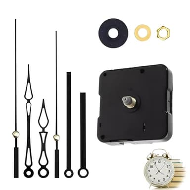 MustuVerve Clock Movement Mechanism, Quartz Wall Clock Motor Replacement Parts DIY Silent Battery Wall Movement Part Repair Kit with Two Black Kits Long Spade Hands for Dial More than 25cm Repair