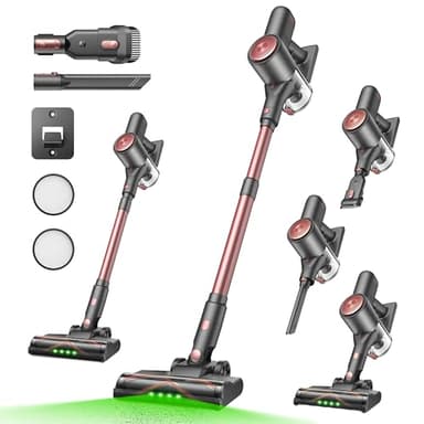 Vexilar V10Pro Cordless Vacuum Cleaner, 550W 45Kpa Stick Vacuum with Touch Display, Up to 45Mins Runtime, Detachable Battery,6-in-1 Lightweight Handheld Vacuum for Hardwood Floor Carpet Pet hair
