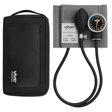Vive Precision Aneroid Sphygmomanometer Manual Blood Pressure Cuff with Case - BP Kit Monitor for Adults, Nurses - One Hand, One Tube Upper Arm Cuff Machine - BPM Meter Device for Professionals