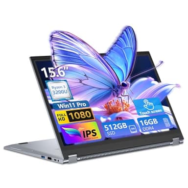 Txxren 15.6 inch 2 in 1 Laptop, Ryzen 3 3200U CPU 16GB RAM 512GB SSD Notebook, 1920x1080 Display Laptops with RJ45, Type-C, USB 3.0, ultra-narrow thin and light Laptops Computer