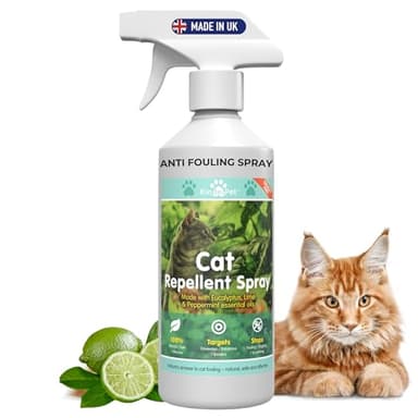 KinderPet® Cat Repellent Spray Big Value 1L Stop Cats Anti Fouling Cat Deterrent Stop Fouling Pooping Peeing Urinating Scratching Eucalyptus Lime Peppermint