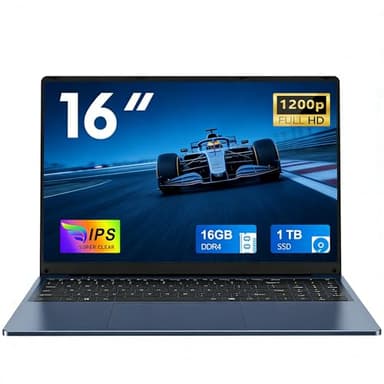 FUNYET 2025 Laptop 16'' Celeron N150 up to 3.6 GHz, 16 GB RAM 1 TB SSD, Win 11 Pro 6000mAh Long Battery Notebook, FHD 1920×1200 USB 3.0 BT 5.0 WIFI 5 HDMI Backlit Keyboard-Deep Blue