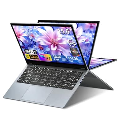 15.6 Inch 2 in 1 Touchscreen Laptop Computer, Laptop AMD R3-3200U CPU (up to 3.5GHz), 16GB RAM 512GB SSD Touch screen Laptops, 360 Angle Opening RJ45 WIFI5 HDMI Backlit Keyboard FHD IPS 1920 x 1080