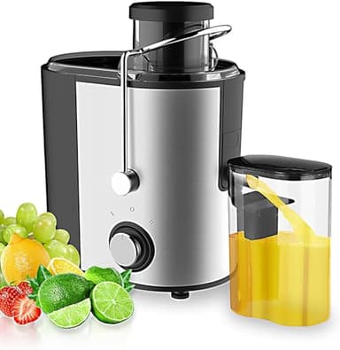 Deenkee 600W Centrifugal Juicer for Fruit and Vegetable - Stainless Steel, High Juice Yield Extractor With Anti-drip Dual-Speed, BPA-Free, Easy to Clean With Brush