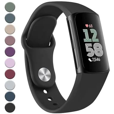 Meliya Strap for Fitbit Charge 6 for Women Men, Silicone Replacement Sport Replacement Wristband Compatible with Charge 5