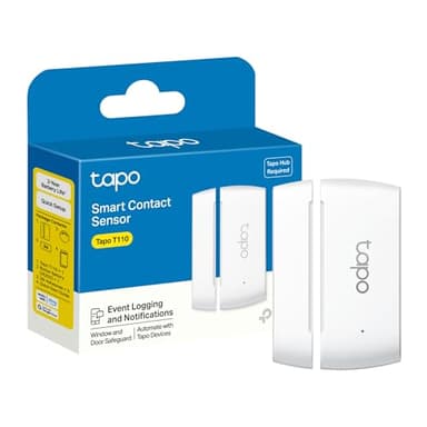 Tapo T110 Smart Door Alarm, Window Door Alarm Sensor with Real-Time Monitoring, Instant Notifications, Smart Home Automation, Battery Included, Hub Required, Works with Tapo Devices Alexa Google Home
