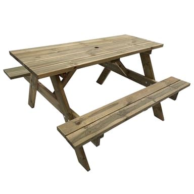 BrackenStyle Tiptree 6 Seat Wooden Picnic Bench - Durable Pub Garden A Frame Picnic Table - Dip Treated Scandinavian Pine (140cm | 6 Person)