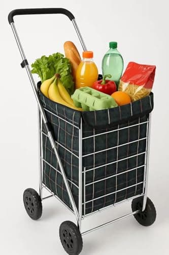 4 Wheel Shopping Cart Trolley Folding Mobility Large Travel Premium 70L Bag Case Height Adjustable Handle