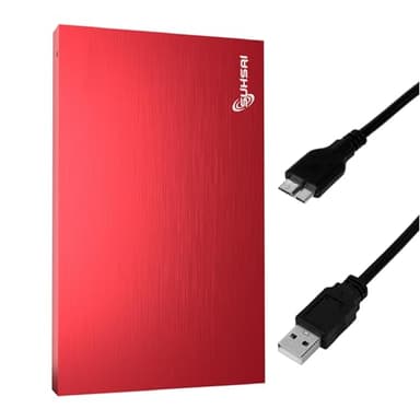 SUHSAI 500GB External Hard Drive USB 3.0 – Portable External HDD for Laptop, Mac, PS4, PS5, Desktop – Slim 2.5" Backup Storage Drive, External Hard Disk for Gaming, Data, Photos, Files – Red