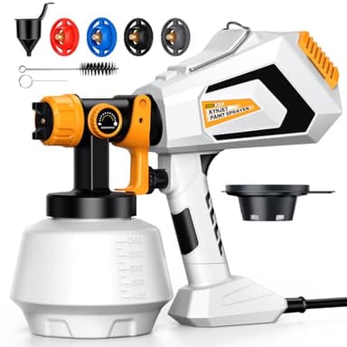 Fence Paint Sprayer Spray Gun - 650W/1200ml HVLP Electric for Home Interior and Exterior Cabinets House Fence Ceiling sheds 4 Nozzles airless - upgrade