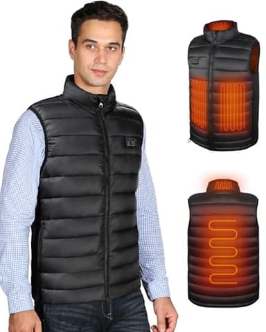 WUEAOA Heated Gilet for Men, Heated Body Warmer Mens, Heated Vest Men, With 10000mah Lightweight Power Bank, Up To 8 Hours Warmth, 3 Heat Levels, Electric Body Warmer for Outdoor Work,Hiking,Fishing