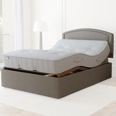 MiBed Electric Adjustable Bed with Mattress, Headboard & Drawer – Remote Control, UK Made, 5-Year Warranty (BEIGE, Standard Double 137cm x 200cm)