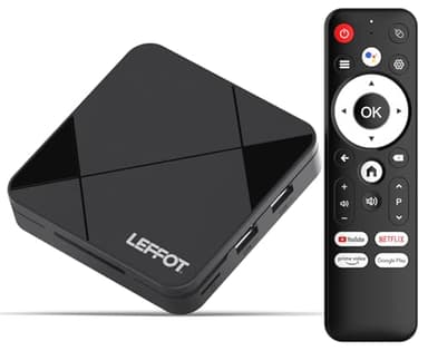Android 14 TV Box 2025, LEFFOT 4K Ultra HD Streaming Device for TV, 2GB RAM +16GB ROM, Android Box with Voice Remote, HDR10, 2.4G & 5G WiFi 6, BT 5.4, USB 3.0, 100M Ethernet, RK3518 Quad Core A53