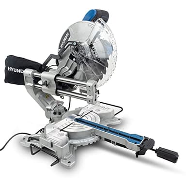 Hyundai 2000W Electric Sliding Mitre Saw with 255mm Blade, Laser Guide, 90mm Cutting Height & 0–45° Bevel – Powerful Chop Saw with Vacuum Port for Precision Wood Cutting