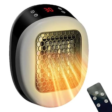 Plug in Heater, Portable Space Heater with Remote Portable Heaters Electric Wall Mounted Heater LED Display 12-Hour Timer for Home Office (White)