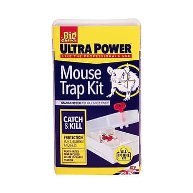 The Big Cheese Ultra Power Ready-Baited Mouse Trap Kit, Kills Mice, Ready-To-Use, Easy Disposal, Lockable and Secure Plastic Bait Station, Indoor or Outdoor Use, White