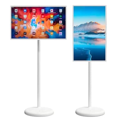 Touchscreen Portable TV 21.5Inch /32 Inch, Smart Mobile TV, Rotatable Outdoor TV with 5MP Camera, Adjustable TV Floor Stand,21.5inch