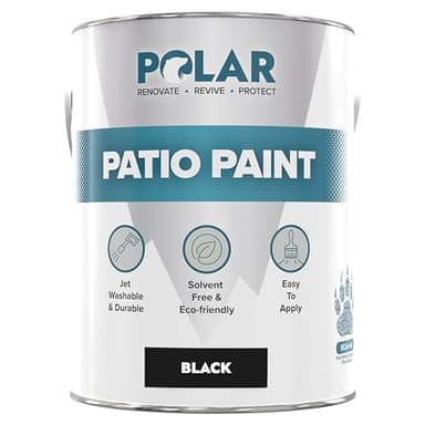 Polar Patio Floor Paint - Black - 5 Litres - Outdoor Floor Paint for Concrete, Garden Patio, Stone, Pathway Flags & Paving Slabs - Easy to Use - UV & Weather Resistant