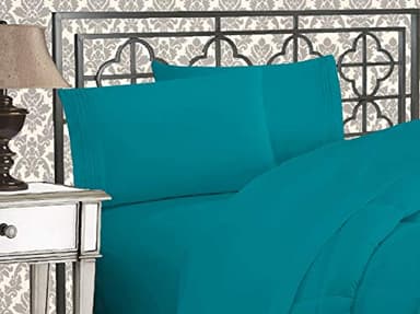 Elegant Comfort 1500 Thread Count Wrinkle & Fade Resistant Egyptian Quality Ultra Soft Luxurious 3-Piece Bed Sheet Set with Deep Pockets, Twin/Twin XL Turquoise