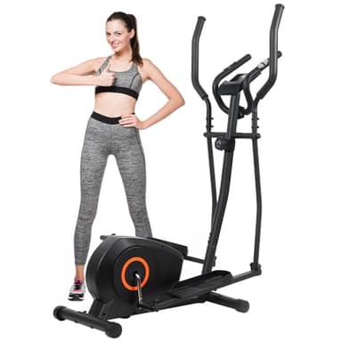 Panana Elliptical Cross Trainer for Home Use, Ultra-Quiet Magnetic Resistance System, Fitness Elliptical Machine with Dual Handlebars, Heart Rate Monitor & Transport Wheels