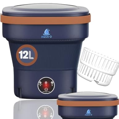 Portable Washing Machine - Mini Washing Machine - Foldable Washer Spin Dryer With Sanitizing Light For Baby Clothes, Socks, Underwear, Camping, Travel, 3 Modes, 12L Aqua-D