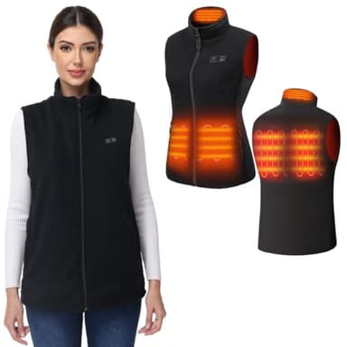 SuCean Fleece Heated Vest Women, Heated Gilet Women, Heated Vest with Power Bank, Lightweight and Small 10,000mAh battery pack, 5 Strategically Enlarged Heating Panels, Up to 8 Hours of Warmth-M