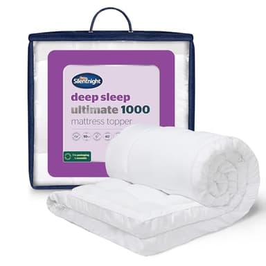 Silentnight Ultimate Deep Sleep 10cm Mattress Topper Single Bed - Luxury 4 Inch Thick Soft Mattress Enhancer Pad with Easy Fit Straps - Hypoallergenic and Machine Washable, Double, Double