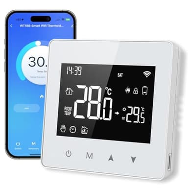 Acmerota Smart Thermostat for Combi Boilers WiFi Thermostat for Gas Boiler Heating 2-Wire Programmable Digital Wireless Thermostat Schedule Multi-Room Function, via Smart Life APP, Alexa
