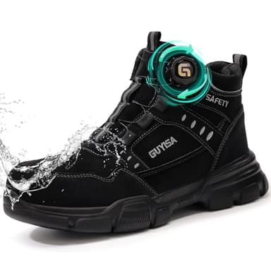 GUSAYEX Work Boots Mens Womens Waterproof Steel Toe Cap Boot Lightweight Safety Boots Puncture Proof Work Shoes Industrial Safety Trainers with Swivel Buckle Shoelaces