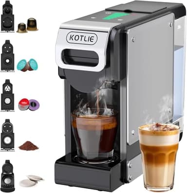 5 in 1 Espresso Single Serve Coffee Machine for Nespresso Original/Dolce Gusto/L’OR/Ground Capsule and ESE Coffee Pods,19Bar Multi-Capsule Coffee Machine ST-550 (ST-550-2)