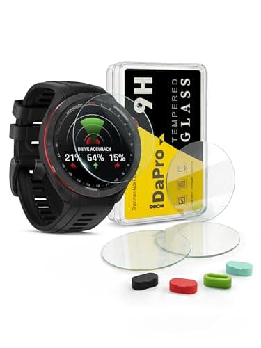 iDaPro [4 Pack] Screen Protector for Garmin Approach S70 47mm GPS Golf Watch + Silicone Anti-dust Plugs Tempered Glass Anti-Scratch Bubble-Free Easy Installation