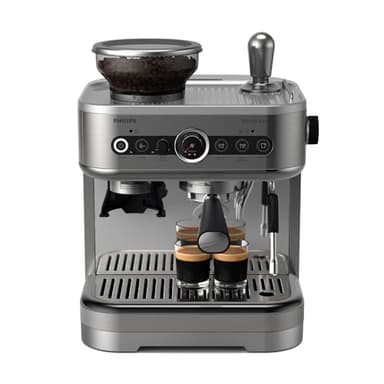 Philips Barista Brew Espresso Machine - Intuitive Guidance. Calibrated Tamping. Elegant Design. 280g Dual Bean Container with Aroma Seal. Semi Automatic Espresso Machine. Metal Silver (PSA3228/01)