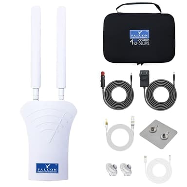 Falcon Mobile WiFi Router 4G Combo Deluxe LTE Antenna with 150Mbps and Accessory Package for Mobile Internet in Caravans, Motorhomes, Vans, Cars, Internet Hotspot WiFi Router without SIM Card