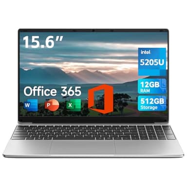 jumper 15.6 inch Laptop with Office 365, 12GB RAM 512GB Storage Notebook, HD Display Laptops, Celeron Processor, Keyboard Film UK, 5000mAh Battery, Suitable for Business and Students