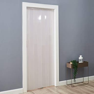 Plastic Foldable Sliding Door, Internal Folding Door Panel with Handle, Space Saving Room Divider (White, Thickness 12mm)