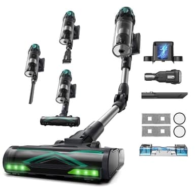 Vexilar V15Max Cordless Vacuum Cleaner with Mopping, 65Kpa Powerful Suction, 60Mins Runtime, Flexible Tube, GreenEye Tech, Wall Mount Charging, Anti-Tangle Stick Vacuum for Pet Hair, Carpets