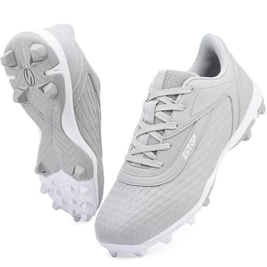 ziitop Baseball Cleats Mens Softball Cleat Turf Shoes for Men, Grey, 9 UK