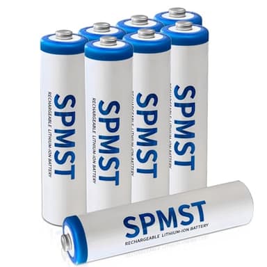 SPMST Rechargeable AAA Batteries Lithium 8 pcs,1200mWh 1.5V Constant Output ， Lithium Batteries 1600 Cycles Long Lasting