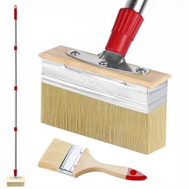 60" Long Handle 6" Decking Paint Brush Deck Stain Applicator with 3" Paint Brush for Woodstains, Oils, Deck Coatings, Fence Wall Furniture