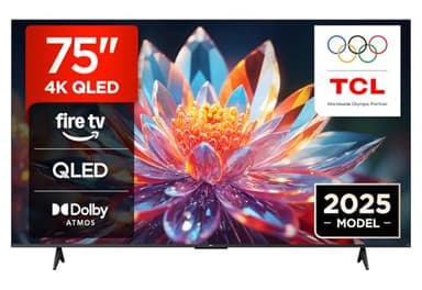 TCL 75T6C-UK 75 Inch QLED 4K HDR TV, Fire TV (Smart TV with Dolby Vision & Atmos, HDR10+, Press & Ask Alexa, 2025 Model)