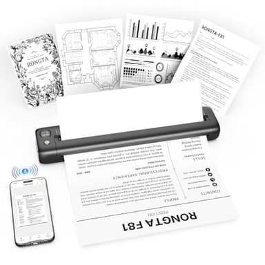 Rongta Portable Thermal Printers Wireless for Travel, F81 Inkless Bluetooth Printer Support A4 & US Letter Size, Compatible with Android iOS Phone Mac Windows Laptop for Office Home School(Grey)