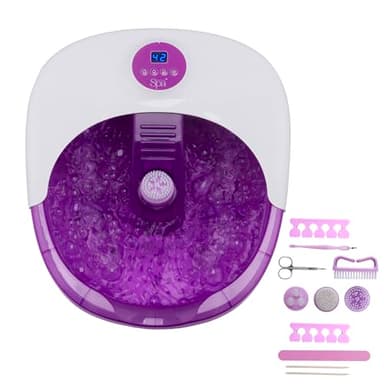 Sensio Spa Luxury Heated Foot Spa Massager - Digital Temperature Control, Bubble Foot Bath 4 Massage Rollers & Vibration - Pamper Feet At Home 9 Piece Pedicure Set, Pumice Stone, Brush, Rotating Balls